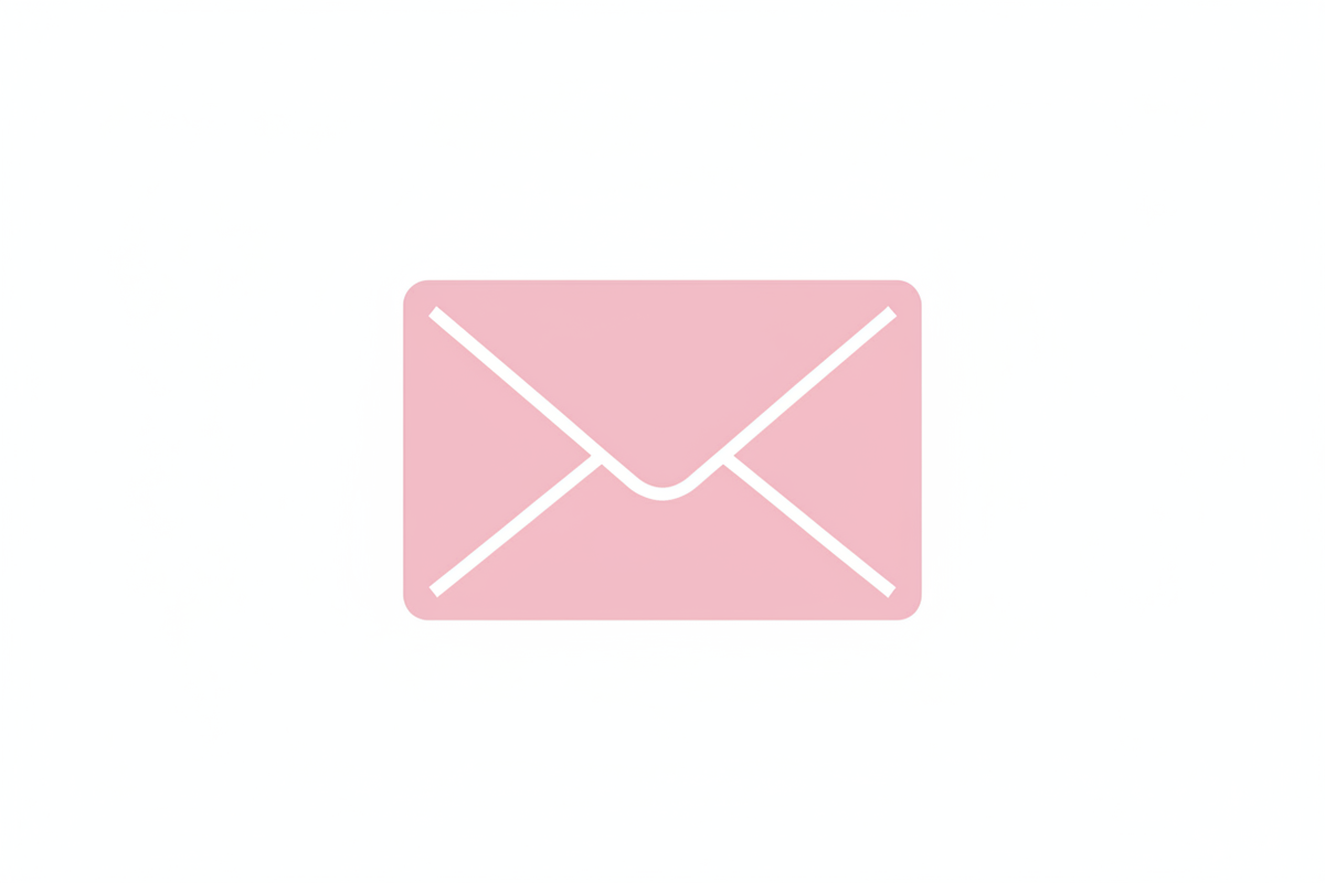 Icone lettre mail rose fond blanc