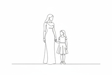 Image minimaliste femme et fille dessins