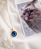 Collier iris oeil de chat acier inoxydable bijoux souvenir 