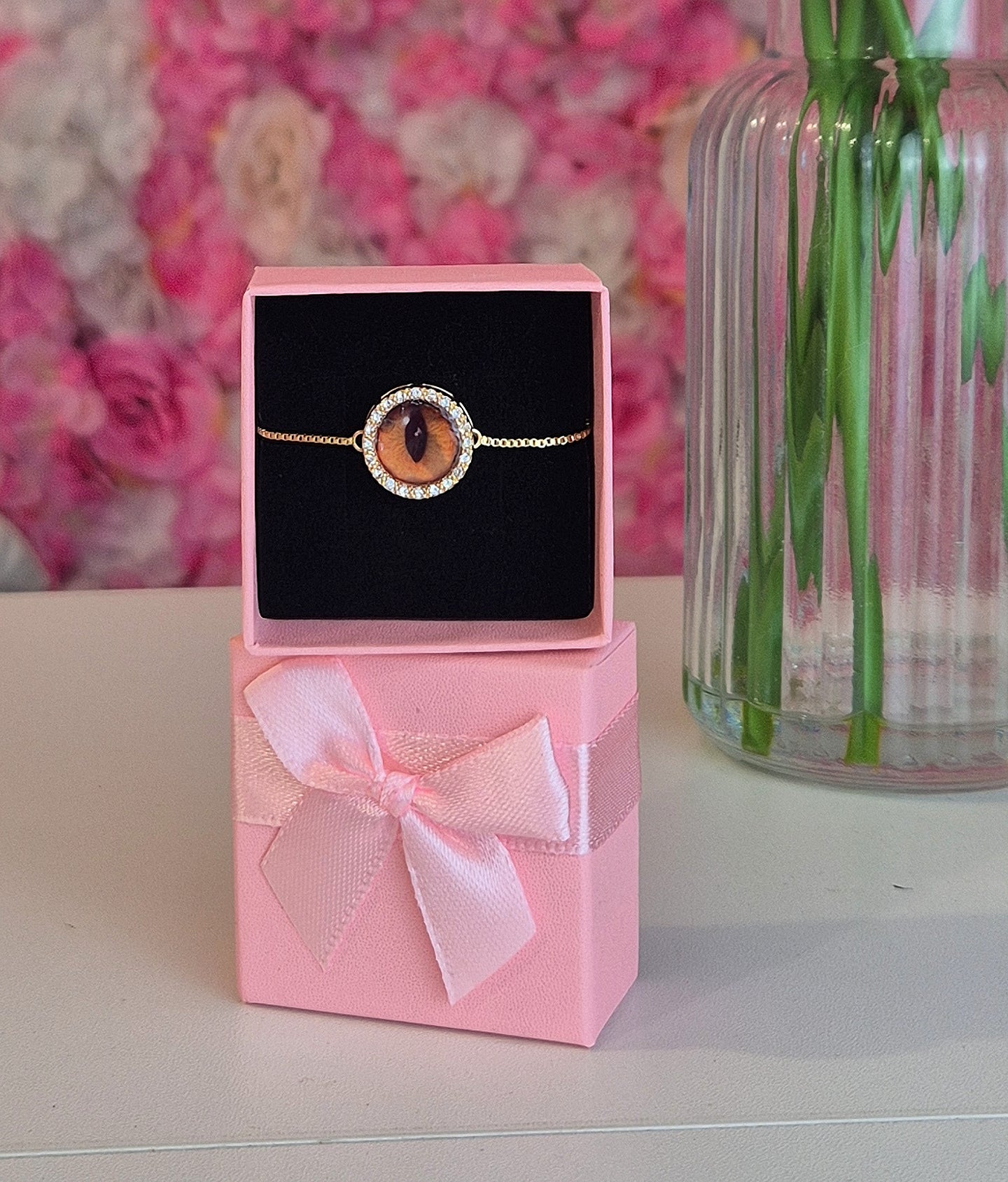 Bracelet souvenir zircon serties inoxydable en doré